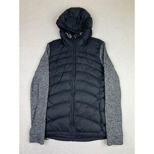 Outdoor Research Jacket Womens Large Black Plaza Hoody Down Puffer Knit Sleeves